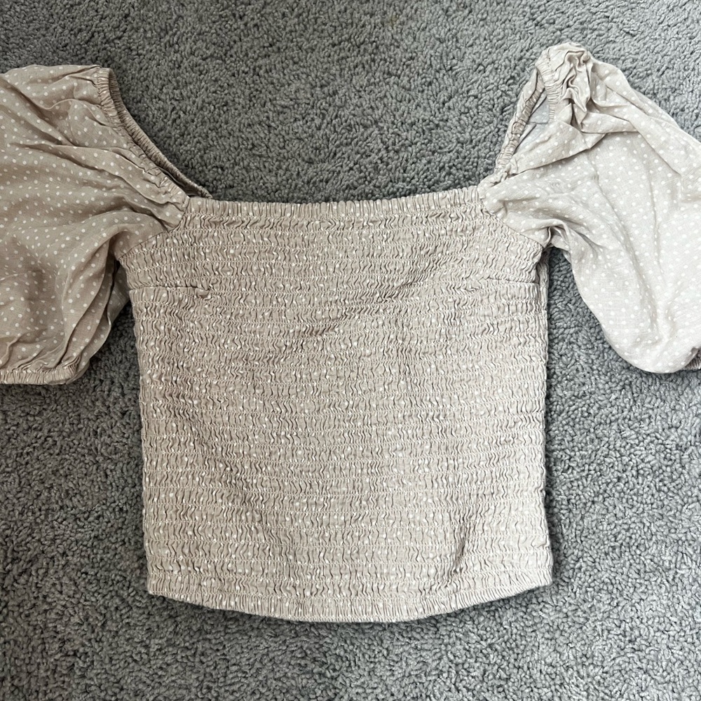 Abercrombie & Fitch Puff Sleeve Top with Polka Dots